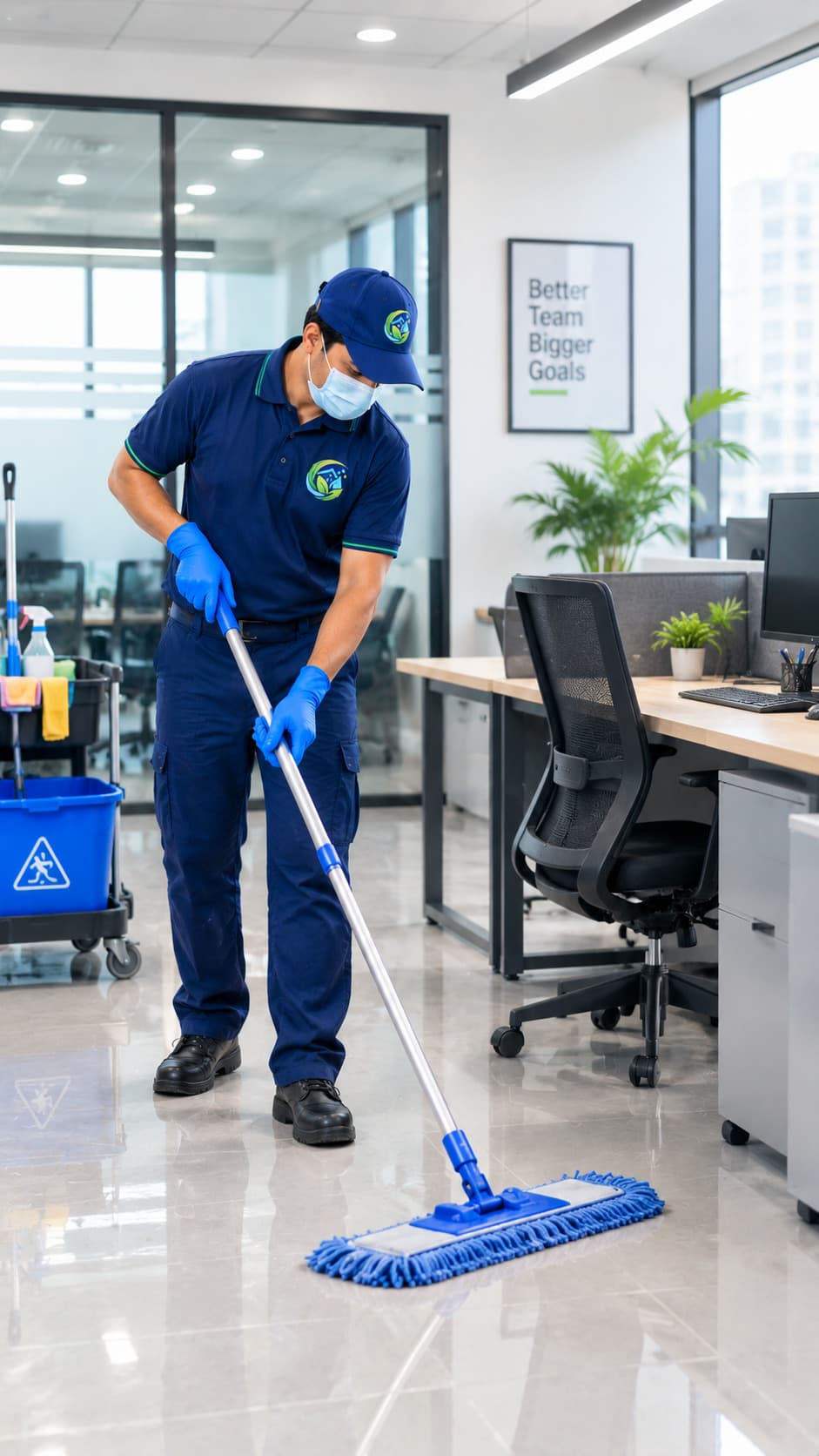 Professional working in an office building