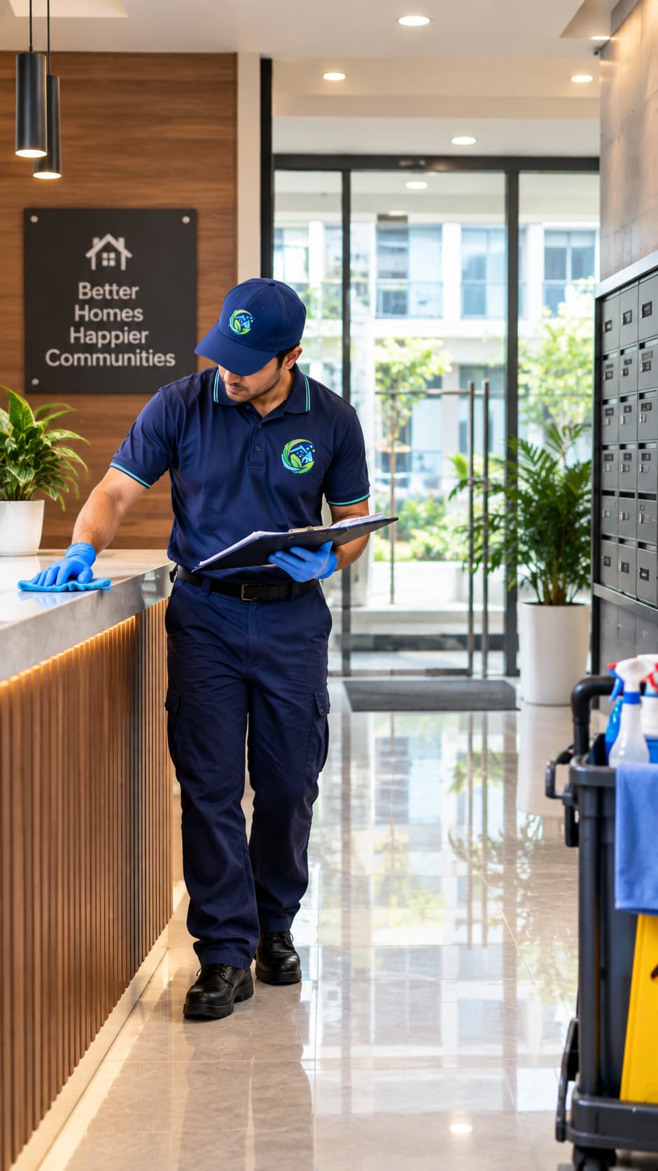 Service professional with equipment